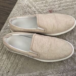 Jimmy Choo  cream Grove Men's Crocodile-Embossed Slip-On Sneaker Size 42 .5